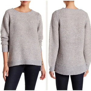 Rebecca Taylor Gray Metallic Chunky Knit Pullover Wool Blend Sweater Size Large